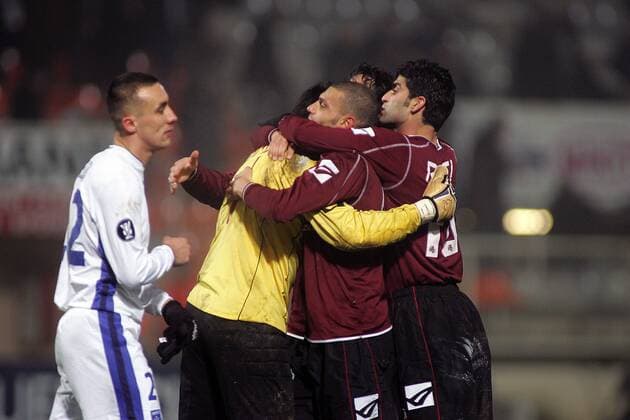 Schlussjubel Livorno - (pan17832) Fußball EC 3 Herren UEFA Cup 2006 2007, Pokal, Europapokal, Europacup, AJ Auxerre - AS Livorno Calcio 0:1 Gruppe Auxerre Freude, Enttäuschung, Fußball EC 3 Herren UEFA Cup 2006 2007, Pokal, Europapokal, Europacup, AJ Auxerre - AS Livorno Calcio 0:1 Gruppe Auxerre Freude, Enttäuschung,