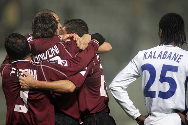 Schlussjubel Livorno - (pan17832) Fußball EC 3 Herren UEFA Cup 2006 2007, Pokal, Europapokal, Europacup, AJ Auxerre - AS Livorno Calcio 0:1 Gruppe Auxerre Freude, Enttäuschung, Fußball EC 3 Herren UEFA Cup 2006 2007, Pokal, Europapokal, Europacup, AJ Auxerre - AS Livorno Calcio 0:1 Gruppe Auxerre Freude, Enttäuschung,
