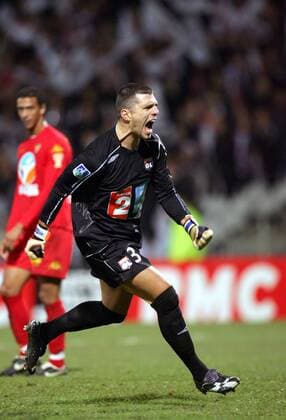 Torwart Remy Vercoutre (Lyon) - Torjubel - (pan18250) Fußball Herren Coupe de la Ligue 2006 2007, Französischer Pokal, Pokalspiel, Halbfinale, Olympique Lyonnais, OL Einzelbild Ligue 1, 1. Französische Liga Lyon Begeisterung, Freude, Fußball Herren Coupe de la Ligue 2006 2007, Französischer Pokal, Pokalspiel, Halbfinale, Olympique Lyonnais, OL Einzelbild Ligue 1, 1. Französische Liga Lyon Begeisterung, Freude,