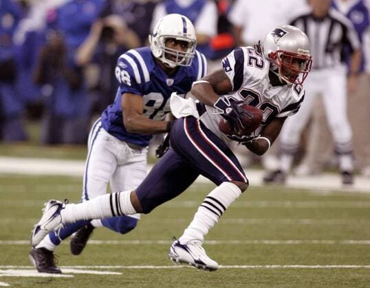 Asante Samuel (New England Patriots, re.) gegen Marvin Harrison (Indianapolis Colts) - (ind2007012117) American Football Herren NFL Conference Championships 2006 2007, AFC, Playoffs, Playoff, Play Offs, Off, Halbfinale Gruppe Indianapolis Colts - New England Patriots 38:34 Indianapolis Dynamik, American Football Herren NFL Conference Championships 2006 2007, AFC, Playoffs, Playoff, Play Offs, Off, Halbfinale Gruppe Indianapolis Colts - New England Patriots 38:34 Indianapolis Dynamik,