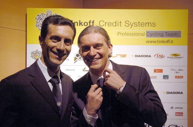 Teamchef und Teameigner Oleg Tinkov (Rußland, re.) und Manager Stefano Feltrin (Italien beide Tinkoff Credit Systems) anlässlich der Teampräsentation - Radsport Herren Straßenradsport 2007, Straße, Rad, Vorstellung, Präsentation, Pressetermin, Vdig Gruppe Rom Radsport Herren Straßenradsport 2007, Straße, Rad, Vorstellung, Präsentation, Pressetermin, Vdig Gruppe Rom