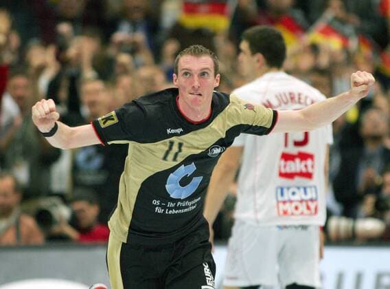 Holger Glandorf (Deutschland) - Torjubel Handball WM Herren WM 2007, Länderspiel, Nationalmannschaft, Nationaltrikot, Finale, Endspiel Einzelbild Köln Freude, Handball WM Herren WM 2007, Länderspiel, Nationalmannschaft, Nationaltrikot, Finale, Endspiel Einzelbild Köln Freude,