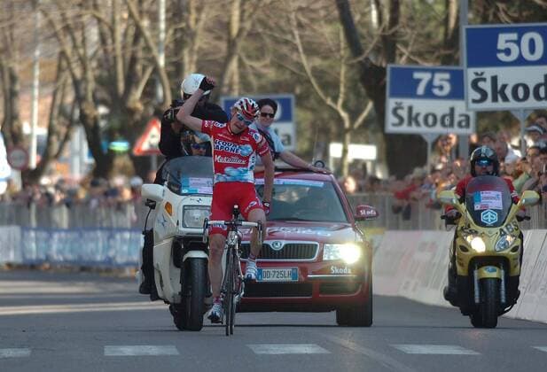 Alexander Arekeev (Rußland Acqua e Sapone) gewinnt die 2. Etappe der Tirreno Adriatico 2007 - Radsport Herren 42. Tirreno Adriatico 2007, Straßenradsport, Straße, Rad, ProTour Gruppe 2. Etappe: Civitavecchia - Marsciano Freude, Radsport Herren 42. Tirreno Adriatico 2007, Straßenradsport, Straße, Rad, ProTour Gruppe 2. Etappe: Civitavecchia - Marsciano Freude,