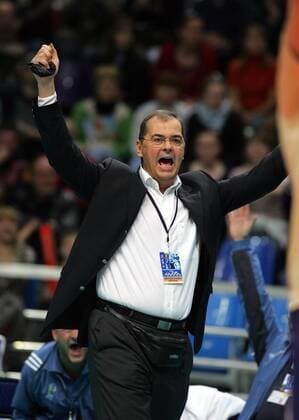 Trainer Stelian Moculescu (Friedrichshafen) - Siegesjubel - Volleyball EC 1 Herren Indesit European Champions League 2006 2007, VfB Friedrichshafen, Finale, Endspiel Einzelbild Moskau Freude, Begeisterung, Volleyball EC 1 Herren Indesit European Champions League 2006 2007, VfB Friedrichshafen, Finale, Endspiel Einzelbild Moskau Freude, Begeisterung,