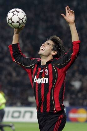 Kaka (AC Mailand) - Torjubel - EDITORIAL USE ONLY. No use with unauthorised audio, video, data, fixture lists, club league logos or live services. Online in-match use limited to 120 images, no video emulation. No use in betting, games or single club league player publications. Fußball EC 1 Herren Champions League 2006 2007, AC Mailand, Milan, Vdig Einzelbild Mailand Glück, Freude, Begeisterung, Fußball EC 1 Herren Champions League 2006 2007, AC Mailand, Milan, Vdig Einzelbild Mailand Glück, Freude, Begeisterung,