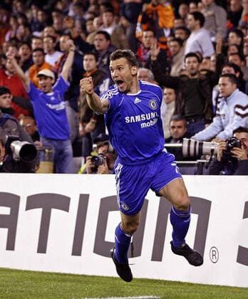 Andriy Shevchenko (Chelsea) - Torjubel - EDITORIAL USE ONLY. No use with unauthorised audio, video, data, fixture lists, club league logos or live services. Online in-match use limited to 120 images, no video emulation. No use in betting, games or single club league player publications. Fußball EC 1 Herren Champions League 2006 2007, Chelsea FC London Einzelbild Valencia Freude, Begeisterung, Fußball EC 1 Herren Champions League 2006 2007, Chelsea FC London Einzelbild Valencia Freude, Begeisterung,