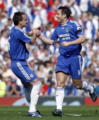 Frank Lampard (re.) und John Terry (beide Chelsea) - Torjubel - EDITORIAL USE ONLY. No use with unauthorised audio, video, data, fixture lists, club league logos or live services. Online in-match use limited to 120 images, no video emulation. No use in betting, games or single club league player publications. Fußball Herren English FA Cup 2006 2007, Englischer Pokal, Pokalspiel, Halbfinale Gruppe Manchester Freude, Fußball Herren English FA Cup 2006 2007, Englischer Pokal, Pokalspiel, Halbfinale Gruppe Manchester Freude,
