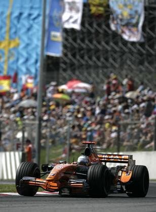 Adrian Sutil (Deutschland Spyker) in seinem Boliden Motorsport Grand Prix Herren Großer Preis von Spanien 2007, Formel 1 Weltmeisterschaft, F1, F, GP, WM Einzelbild o0 Circuit de Catalunya Barcelona Motorsport Grand Prix Herren Großer Preis von Spanien 2007, Formel 1 Weltmeisterschaft, F1, F, GP, WM Einzelbild o0 Circuit de Catalunya Barcelona