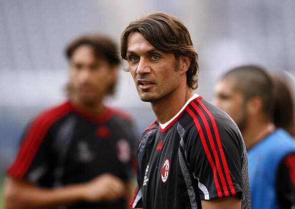 Paolo Maldini (AC Mailand) - EDITORIAL USE ONLY. No use with unauthorised audio, video, data, fixture lists, club league logos or live services. Online in-match use limited to 120 images, no video emulation. No use in betting, games or single club league player publications. Fußball EC 1 Herren Champions League 2006 2007, AC Mailand, Training Porträt Athen Fußball EC 1 Herren Champions League 2006 2007, AC Mailand, Training Porträt Athen