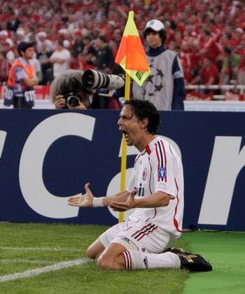Filippo Inzaghi (AC Mailand) - Torjubel an der Eckfahne Fußball EC 1 Herren Champions League 2006 2007, Finale, Endspiel, AC Mailand, Milan Einzelbild Athen Freude, Begeisterung, Fußball EC 1 Herren Champions League 2006 2007, Finale, Endspiel, AC Mailand, Milan Einzelbild Athen Freude, Begeisterung,