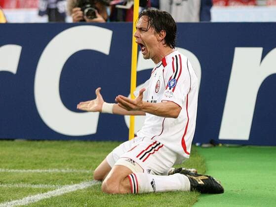 Filippo Inzaghi (AC Mailand) - Torjubel - Fußball EC 1 Herren Champions League 2006 2007, Finale, Endspiel, AC Mailand, Milan Einzelbild Athen Freude, Begeisterung, Fußball EC 1 Herren Champions League 2006 2007, Finale, Endspiel, AC Mailand, Milan Einzelbild Athen Freude, Begeisterung,