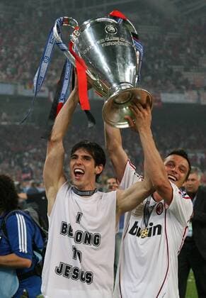 Kaka (li.) und Massimo Oddo (beide AC Mailand) - Siegesjubel mit Champions League Trophäe - Fußball EC 1 Herren Champions League 2006 2007, Finale, Endspiel, AC Mailand, Milan Gruppe Athen Freude, Begeisterung, Fußball EC 1 Herren Champions League 2006 2007, Finale, Endspiel, AC Mailand, Milan Gruppe Athen Freude, Begeisterung,