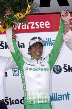 Rigoberto Uran (Kolumbien Unibet.com) gewinnt die 8. Etappe der Tour de Suisse 2007 - Radsport Herren Tour de Suisse 2007, ProTour, Straßenradsport, Straße, Rad Einzelbild 8. Etappe: Innertkirchen Schwarzsee Glück, Freude, Begeisterung, Radsport Herren Tour de Suisse 2007, ProTour, Straßenradsport, Straße, Rad Einzelbild 8. Etappe: Innertkirchen Schwarzsee Glück, Freude, Begeisterung,
