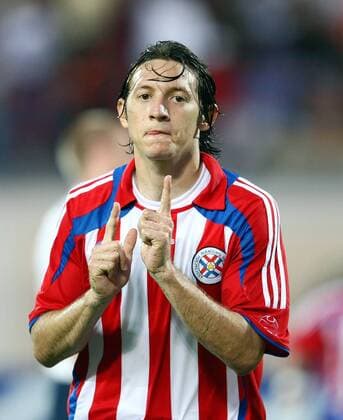 Edgar Barreto (Paraguay) - Torjubel Fußball Länderspiel Herren Copa America 2007, Amerika, Südamerikameisterschaft, Südamerika, Meisterschaft, Gruppe C, Einzelbild Barinas Freude, Fußball Länderspiel Herren Copa America 2007, Amerika, Südamerikameisterschaft, Südamerika, Meisterschaft, Gruppe C, Einzelbild Barinas Freude,