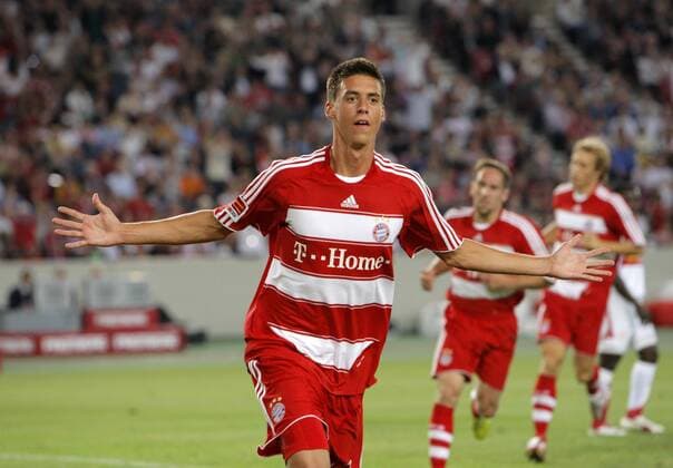 Sandro Wagner (Bayern) - Torjubel Fußball 1. BL Herren Ligapokal 2007 2008, Liga Pokal, Cup, Ligacup, Halbfinale, FC Bayern München Einzelbild Stuttgart Freude, Fußball 1. BL Herren Ligapokal 2007 2008, Liga Pokal, Cup, Ligacup, Halbfinale, FC Bayern München Einzelbild Stuttgart Freude,