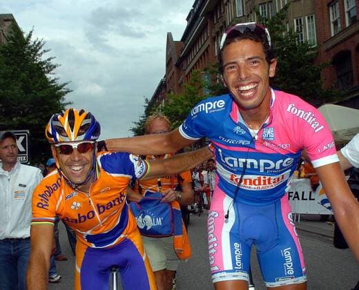 Alessandro Ballan (Italien Lampre Fondital, re.), Sieger der Vattenfall Cyclassics 2007, mit dem zweiten Oscar Freire (Spanien Rabobank) - Radsport Herren Vattenfall Cyclassics 2007, Straßenradsport, Straße, Rad, ProTour Gruppe Hamburg Freude, Begeisterung, Radsport Herren Vattenfall Cyclassics 2007, Straßenradsport, Straße, Rad, ProTour Gruppe Hamburg Freude, Begeisterung,