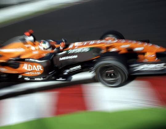 Adrian Sutil (Deutschland Spyker) in seinem Boliden Motorsport Grand Prix Herren Großer Preis von Belgien 2007, Formel 1 Weltmeisterschaft, F1, F, GP, WM, Freies Training Einzelbild Spa-Francorchamps Motorsport Grand Prix Herren Großer Preis von Belgien 2007, Formel 1 Weltmeisterschaft, F1, F, GP, WM, Freies Training Einzelbild Spa-Francorchamps
