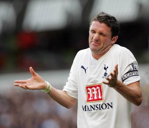 Robbie Keane (Tottenham Hotspurs) reklamiert - EDITORIAL USE ONLY. No use with unauthorised audio, video, data, fixture lists, club league logos or live services. Online in-match use limited to 120 images, no video emulation. No use in betting, games or single club league player publications. Fußball Herren English Premier League 2007 2008, 1. Englische Liga, Tottenham Hotspur Einzelbild London Fußball Herren English Premier League 2007 2008, 1. Englische Liga, Tottenham Hotspur Einzelbild London