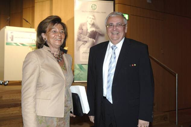 Charlotte Knobloch, Vizepräsidentin des Zentralrat der Juden und Vorsitzende der jüdischen Gemeinde München, verleiht mit DFB Präsident Dr. Theo Zwanziger (beide Deutschland) den Julius Hirsch Preis 2007 Fußball Herren Preisverleihung 2007, Ehrung, Auszeichnung, Gegen Rassismus, Fremdenfeindlichkeit, Antisemitismus Gruppe München Harmonie, Freude, Fußball Herren Preisverleihung 2007, Ehrung, Auszeichnung, Gegen Rassismus, Fremdenfeindlichkeit, Antisemitismus Gruppe München Harmonie, Freude,