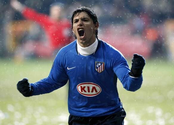 Sergio Aguero (Atletico Madrid) - Torjubel - - NOxONLINExUSE Fußball EC 3 Herren Uefa Cup 2007 2008, Europacup, Pokal, Atletico Madrid Einzelbild Kopenhagen Freude, Begeisterung, Fußball EC 3 Herren Uefa Cup 2007 2008, Europacup, Pokal, Atletico Madrid Einzelbild Kopenhagen Freude, Begeisterung,