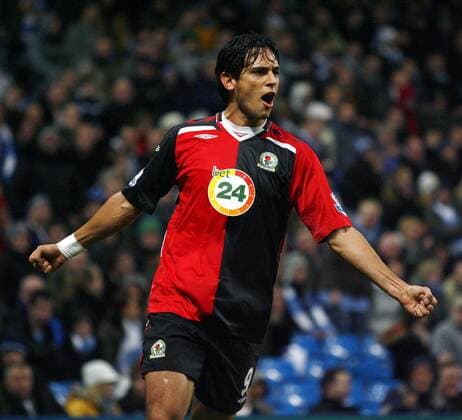 Roque Santa Cruz (Blackburn) - Torjubel - EDITORIAL USE ONLY. No use with unauthorised audio, video, data, fixture lists, club league logos or live services. Online in-match use limited to 120 images, no video emulation. No use in betting, games or single club league player publications. Fußball Herren English Premier League 2007 2008, 1. Englische Liga, Blackburn Rovers Einzelbild Manchester Freude, Begeisterung, Fußball Herren English Premier League 2007 2008, 1. Englische Liga, Blackburn Rovers Einzelbild Manchester Freude, Begeisterung,