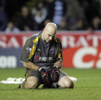 Torwart Marcus Hahnemann (Reading) enttäuscht - EDITORIAL USE ONLY. No use with unauthorised audio, video, data, fixture lists, club league logos or live services. Online in-match use limited to 120 images, no video emulation. No use in betting, games or single club league player publications. Fußball Herren English Premier League 2007 2008, 1. Englische Liga, Reading FC Einzelbild Reading Enttäuschung, Fußball Herren English Premier League 2007 2008, 1. Englische Liga, Reading FC Einzelbild Reading Enttäuschung,