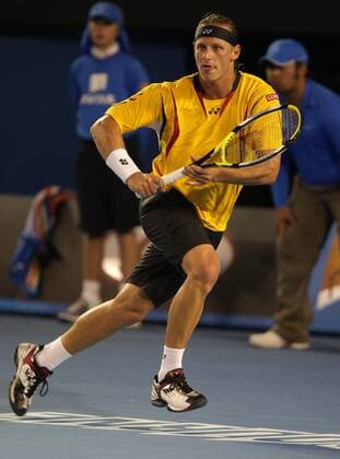 David Nalbandian (Argentinien) gespannt Tennis Herren Australian Open 2008, Grand Slam, ATP Tour, Einzelbild Melbourne Dynamik, Spannung, Konzentration, Tennis Herren Australian Open 2008, Grand Slam, ATP Tour, Einzelbild Melbourne Dynamik, Spannung, Konzentration,