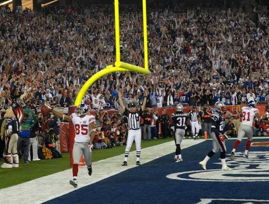 David Tyree (New York Giants, li.) jubelt - (SBP20080203460) American Football Herren 42. Super Bowl 2008, SuperBowl, Finale, Endspiel, XLII, NFL 2007 Totale Glendale Freude, American Football Herren 42. Super Bowl 2008, SuperBowl, Finale, Endspiel, XLII, NFL 2007 Totale Glendale Freude,