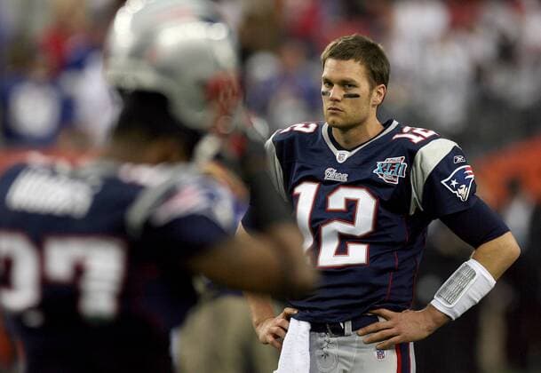 Tom Brady (New England Patriots) enttäuscht - (SBP2008020376) American Football Herren 42. Super Bowl 2008, SuperBowl, Finale, Endspiel, XLII, NFL 2007 Einzelbild Glendale Enttäuschung, American Football Herren 42. Super Bowl 2008, SuperBowl, Finale, Endspiel, XLII, NFL 2007 Einzelbild Glendale Enttäuschung,