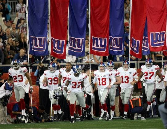 Einmarsch New York Giants - (SBP2008020380) American Football Herren 42. Super Bowl 2008, Superbowl, XLII, NFL 2007, Finale, Endspiel, NY, N Y Totale Glendale American Football Herren 42. Super Bowl 2008, Superbowl, XLII, NFL 2007, Finale, Endspiel, NY, N Y Totale Glendale