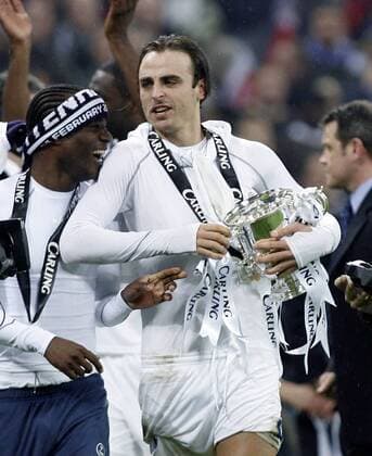Dimitar Berbatov (Tottenham Hotspur, re.) jubelt über den Sieg im Carling Cup 2008 - Fußball Herren Carling Cup 2007 2008, League, Ligapokal, englischer Pokal, Pokalspiel, Finale, Endspiel, Gruppe London Freude, Fußball Herren Carling Cup 2007 2008, League, Ligapokal, englischer Pokal, Pokalspiel, Finale, Endspiel, Gruppe London Freude,