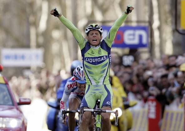 Kjell Carlström (Finnland Liquigas) gewinnt die 3. Etappe von Paris Nizza 2008 Radsport Herren Paris Nizza 2008, Straßenradsport, Straße, Rad, Gruppe 3. Etappe: Fleurie - St. Etienne Freude, Begeisterung, Radsport Herren Paris Nizza 2008, Straßenradsport, Straße, Rad, Gruppe 3. Etappe: Fleurie - St. Etienne Freude, Begeisterung,