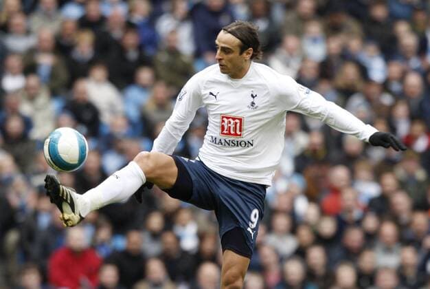Dimitar Berbatov (Tottenham Hotspurs) am Ball - EDITORIAL USE ONLY. No use with unauthorised audio, video, data, fixture lists, club league logos or live services. Online in-match use limited to 120 images, no video emulation. No use in betting, games or single club league player publications. Fußball Herren English Premier League 2007 2008, 1. Englische Liga, Tottenham Hotspur, Spurs Einzelbild Manchester Dynamik, Fußball Herren English Premier League 2007 2008, 1. Englische Liga, Tottenham Hotspur, Spurs Einzelbild Manchester Dynamik,