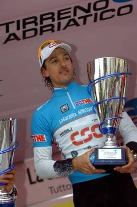 Fabian Cancellara (Schweiz CSC) gewinnt den Tirreno Adriatico 2008 - Radsport Herren Tirreno Adriatico 2008, Straßenradsport, Straße, Rad, Siegerehrung, Podium, Podest Einzelbild 7.Etappe: San Benedetto del Trento Freude, Radsport Herren Tirreno Adriatico 2008, Straßenradsport, Straße, Rad, Siegerehrung, Podium, Podest Einzelbild 7.Etappe: San Benedetto del Trento Freude,