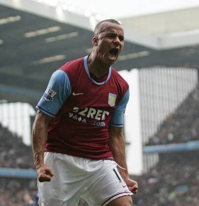 Gabriel Agbonlahor (Aston Villa) - Torjubel - EDITORIAL USE ONLY. No use with unauthorised audio, video, data, fixture lists, club league logos or live services. Online in-match use limited to 120 images, no video emulation. No use in betting, games or single club league player publications. Fußball Herren English Premier League 2007 2008, 1. Englische Liga, Einzelbild Birmingham Freude, Begeisterung, Fußball Herren English Premier League 2007 2008, 1. Englische Liga, Einzelbild Birmingham Freude, Begeisterung,