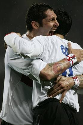 Marco Materazzi (Inter Mailand, li.) - Torjubel - Fußball Herren Serie A 2007 2008, 1. Italienische Liga, FC Internazionale Mailand, Inter Gruppe Turin Freude, Begeisterung, Fußball Herren Serie A 2007 2008, 1. Italienische Liga, FC Internazionale Mailand, Inter Gruppe Turin Freude, Begeisterung,