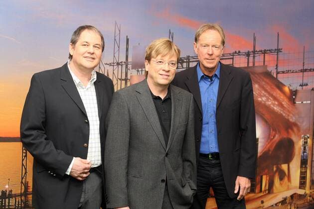 Die ZDF Kommentatoren Thomas Wark (li.), Bela Rethy (Mitte) und Wolf Dieter Poschmann (alle Deutschland) anlässlich der Euro 2008 während eines Pressetermins Fußball EM Herren Vorschau Euro 2008, Fotostudio, Studioaufnahme, Fotoshooting , Presseterm, Vdig Gruppe Frankfurt M. Fußball EM Herren Vorschau Euro 2008, Fotostudio, Studioaufnahme, Fotoshooting , Presseterm, Vdig Gruppe Frankfurt M.