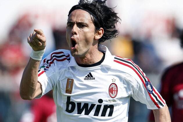 Filippo Inzaghi (AC Mailand) - Torjubel - Fußball Herren Serie A 2007 2008, 1. Italienische Liga, AC Mailand, Milan, Einzelbild Livorno Freude, Begeisterung, Fußball Herren Serie A 2007 2008, 1. Italienische Liga, AC Mailand, Milan, Einzelbild Livorno Freude, Begeisterung,