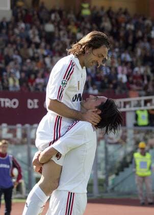 Filippo Inzaghi (re.) und Andrea Pirlo (beide AC Mailand) - Torjubel - Fußball Herren Serie A 2007 2008, 1. Italienische Liga, AC Mailand, Milan Gruppe Livorno Freude, Kameradschaft, Fußball Herren Serie A 2007 2008, 1. Italienische Liga, AC Mailand, Milan Gruppe Livorno Freude, Kameradschaft,