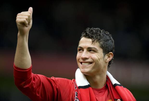 Cristiano Ronaldo (Manchester United) - Schlußjubel - EDITORIAL USE ONLY. No use with unauthorised audio, video, data, fixture lists, club league logos or live services. Online in-match use limited to 120 images, no video emulation. No use in betting, games or single club league player publications. Fußball Herren English Premier League 2007 2008, 1. Englische Liga, Manchester United, ManU Einzelbild Manchester Freude, Fußball Herren English Premier League 2007 2008, 1. Englische Liga, Manchester United, ManU Einzelbild Manchester Freude,