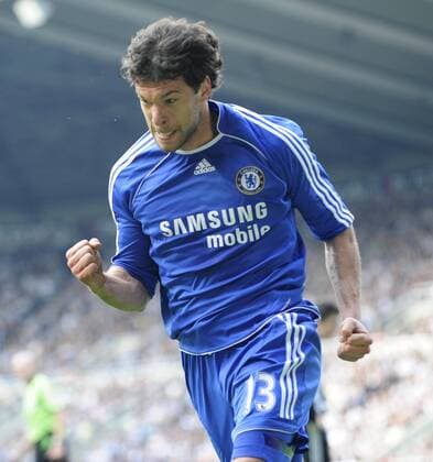 Michael Ballack (Chelsea) - Torjubel - EDITORIAL USE ONLY. No use with unauthorised audio, video, data, fixture lists, club league logos or live services. Online in-match use limited to 120 images, no video emulation. No use in betting, games or single club league player publications. Fußball Herren English Premier League 2007 2008, 1. Englische Liga, Chelsea FC London Einzelbild Newcastle Freude, Begeisterung, Fußball Herren English Premier League 2007 2008, 1. Englische Liga, Chelsea FC London Einzelbild Newcastle Freude, Begeisterung,