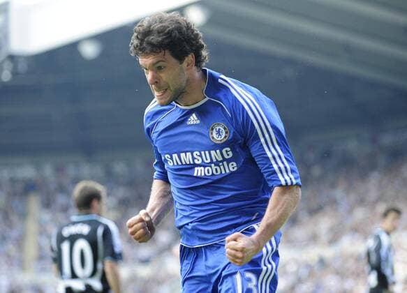 Michael Ballack (Chelsea) - Torjubel - EDITORIAL USE ONLY. No use with unauthorised audio, video, data, fixture lists, club league logos or live services. Online in-match use limited to 120 images, no video emulation. No use in betting, games or single club league player publications. Fußball Herren English Premier League 2007 2008, 1. Englische Liga, Chelsea FC London Einzelbild Newcastle Freude, Begeisterung, Fußball Herren English Premier League 2007 2008, 1. Englische Liga, Chelsea FC London Einzelbild Newcastle Freude, Begeisterung,