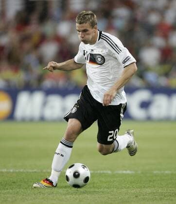 Lukas Podolski (Deutschland) Fußball EM Herren Euro 2008, Länderspiel, Nationalteam, Viertelfinale, Nationaltrikot, Vdig Einzelbild Basel Dynamik,