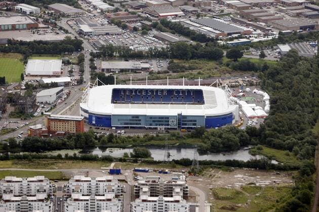 Aerial view of the Walkers Stadium, home of Leicester City FC EDITORIAL USE ONLY. No use with unauthorised audio, video, data, fixture lists, club league logos or live services. Online in-match use limited to 120 images, no video emulation. No use in betting, games or single club league player publications. o0 Totale, Stadion, Fußballstadion, außen, Außenansicht, Luftaufnahme, Vogelperspektive