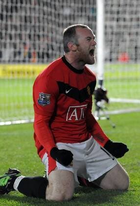 Wayne Rooney of Manchester United celebrates the second goal Barclays Premier League Hull City v Manchester United 27th December, 2009 EDITORIAL USE ONLY. No use with unauthorised audio, video, data, fixture lists, club league logos or live services. Online in-match use limited to 120 images, no video emulation. No use in betting, games or single club league player publications. o0 Jubel Freude