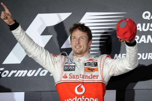 Jenson BUTTON (GBR),MCLaren Mercedes,winner,Sieger,Jubel,jubelt,Siegerehrung,Brustbild. Rennen,Formel 1 , GP von Australien in Melbourne, Albert Park am 28.03.2010 ,Motorsport.
