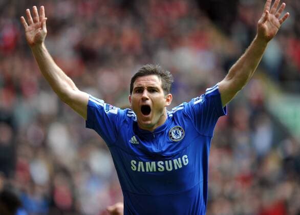 Frank Lampard of Chelsea celebrates his goal , Barclays Premier League, FC Liverpool v Chelsea FC London, 2nd May, 2010 EDITORIAL USE ONLY. No use with unauthorised audio, video, data, fixture lists, club league logos or live services. Online in-match use limited to 120 images, no video emulation. No use in betting, games or single club league player publications. o0 Jubel, Freude