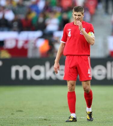 England s Steven Gerrard looks on dejected Slovenia v England 23rd June, 2010 EDITORIAL USE ONLY. No use with unauthorised audio, video, data, fixture lists, club league logos or live services. Online in-match use limited to 120 images, no video emulation. No use in betting, games or single club league player publications.