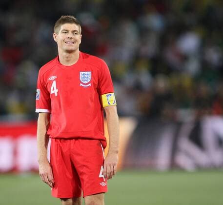 England s Steven Gerrard looks on dejected - FIFA World Cup 2010 Round of 16 Germany v England (red) - 27th June, 2010 - EDITORIAL USE ONLY. No use with unauthorised audio, video, data, fixture lists, club league logos or live services. Online in-match use limited to 120 images, no video emulation. No use in betting, games or single club league player publications.