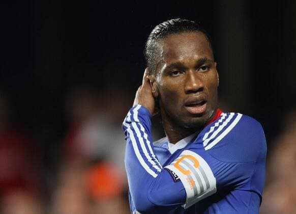 Chelsea s Didier Drogba looks on dejected. Football - Champions League - Chelsea FC London vs. Spartak Moscow - EDITORIAL USE ONLY. No use with unauthorised audio, video, data, fixture lists, club league logos or live services. Online in-match use limited to 120 images, no video emulation. No use in betting, games or single club league player publications.